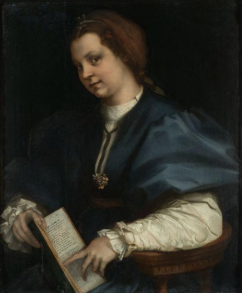 Andrea del Sarto Lady with a book of Petrarch's rhyme oil painting image